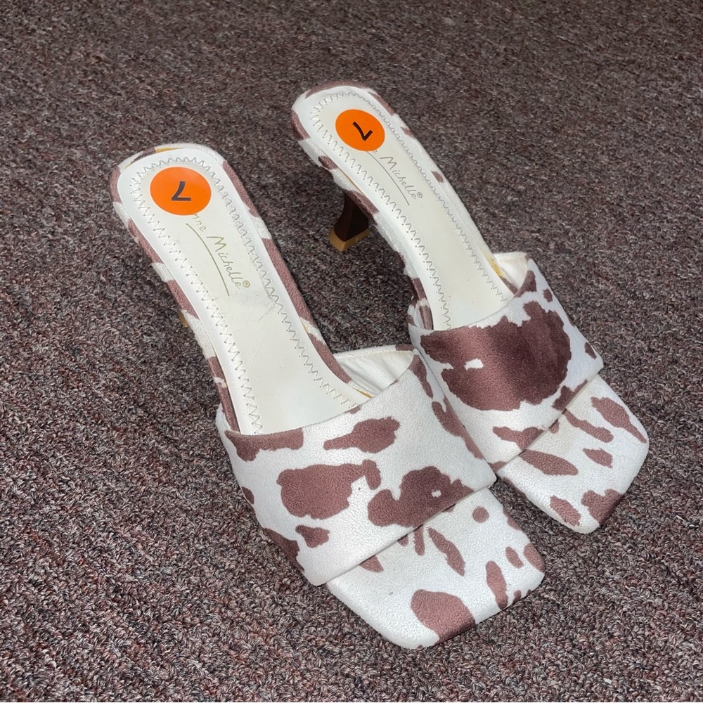 Anne Michelle Brown Cow Heels